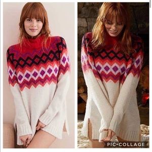 AE Ivory Fair Isle Oversized Turtleneck